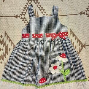 Rare Editions Navy Gingham Sundress with Red Polka-Dot Accents